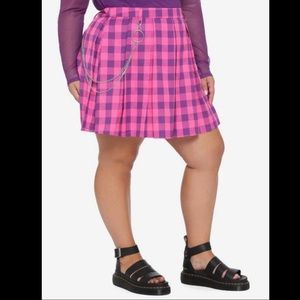 Hot Topic Pink and Purple Plaid Skirt with Chain Detail